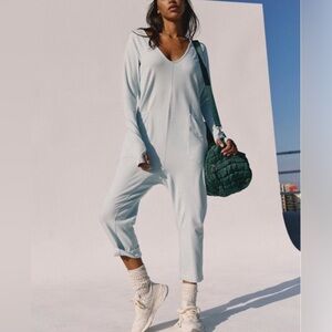 Free People Movement X FP Hot Shot L/S Hooded Onesie~Arctic Snow~Size Large~NWT
